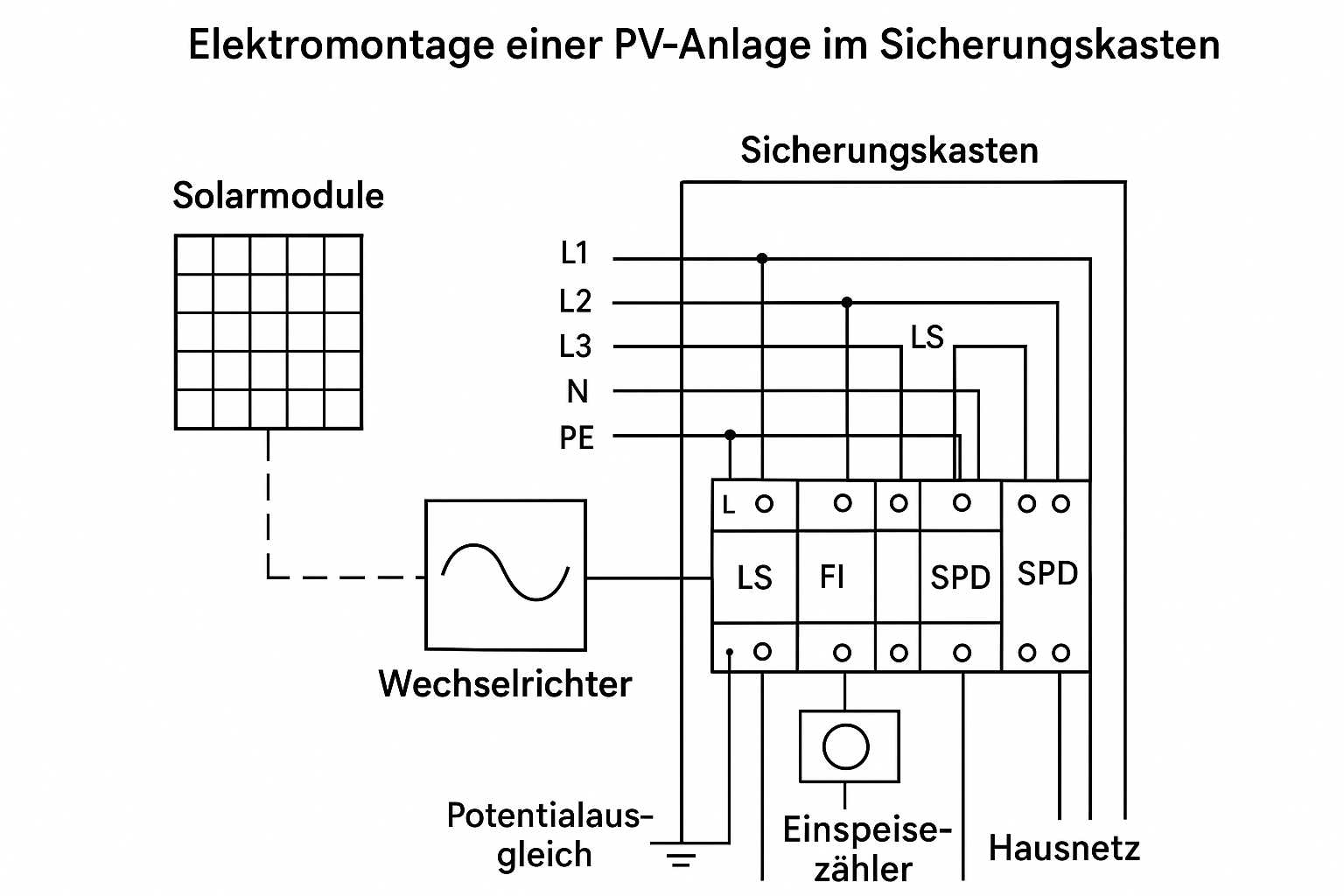 Elektromontage einer PV-Anlage im Sicherungskasten in wenigen Schritten