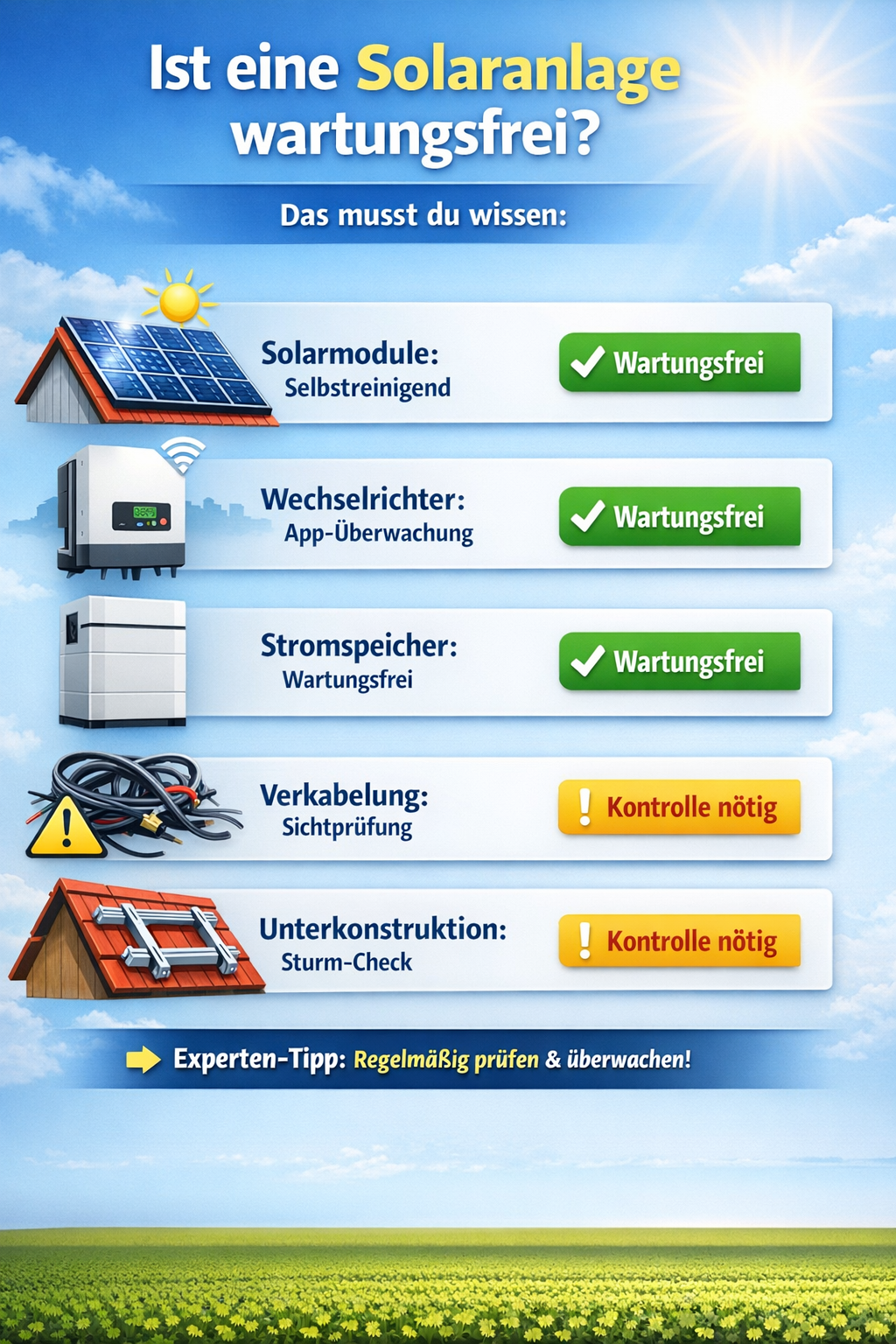 Wartung von Solaranlagen – 15 Tipps was wirklich nötig ist (2026 Guide)